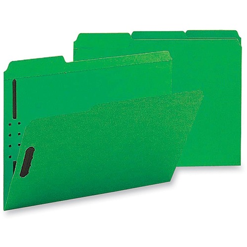 Business Source  Fastener Folders,w/2-Ply Tab,1/3 AST Tab,Ltr,50/BX,Green