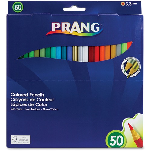 Prang Colored Pencils, 3.3 mm, 7" Long, 50-Color Set