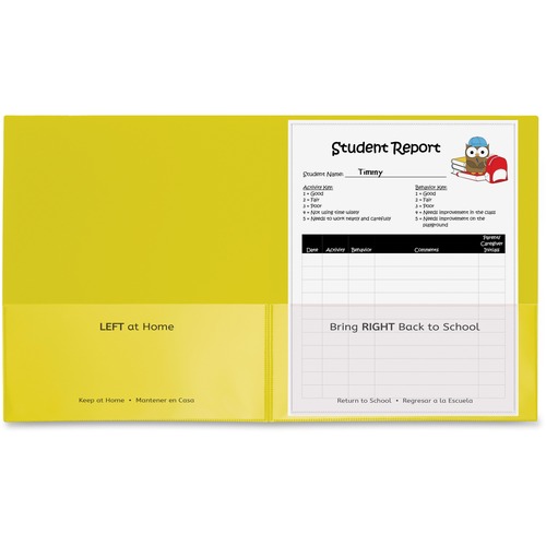 Classroom Connector Folders, 9"x11-3/4", 25/BX, Yellow