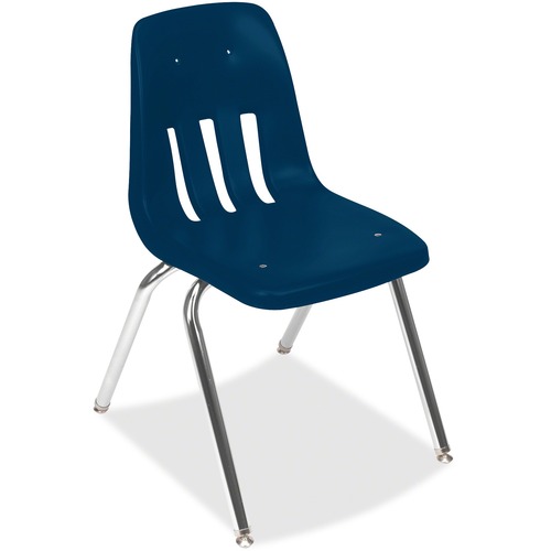 Stacking Chair, 18-5/8"x21-1/2"x30-5/8", Navy/Chrome