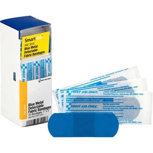 Metal-Detectable Bandages, 1"x3", Blue