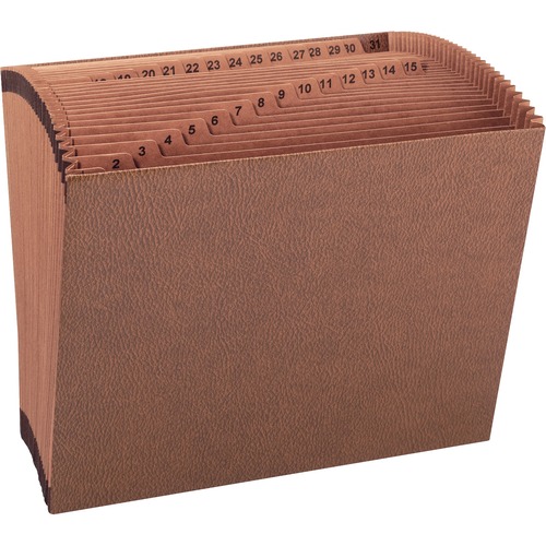 Business Source  Accordion File,No Flap,31 Pockets,1-31,Letter,12"x10",Brown