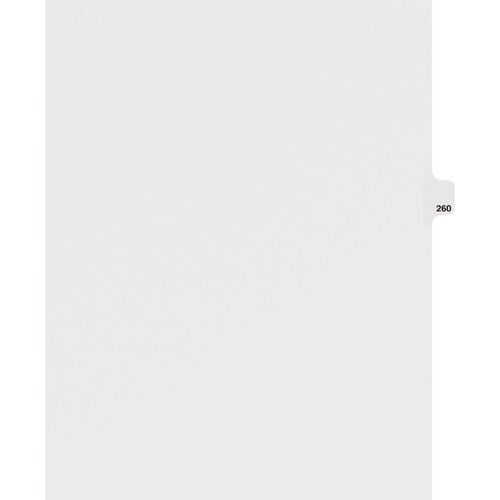 Avery  Divider, "260", Side Tab, 8-1/2"x11", 25/PK, White