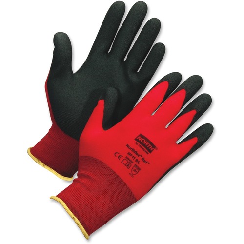 Safety Gloves,Foam PVC,Palm Coated,X-Large,Nylon,2/PR,Red