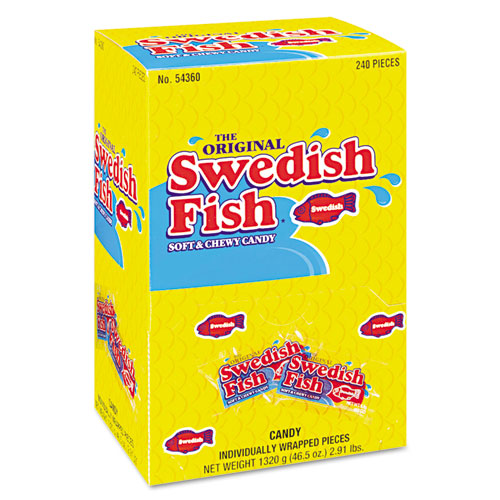 Swedish Fish Candy,Individually Wrapped,46.5 oz.,240/BX,RD