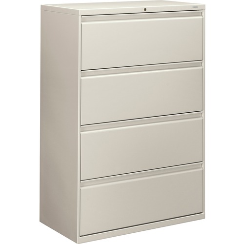 4-Drawer Lateral File, W/Lock, 36"x19-1/4"x53-1/4", Lt Gray