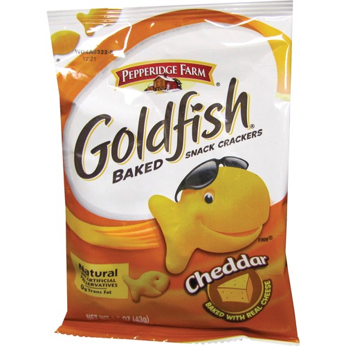 Baked Goldfish Crackers, 1.5oz., 72/CT, Cheddar