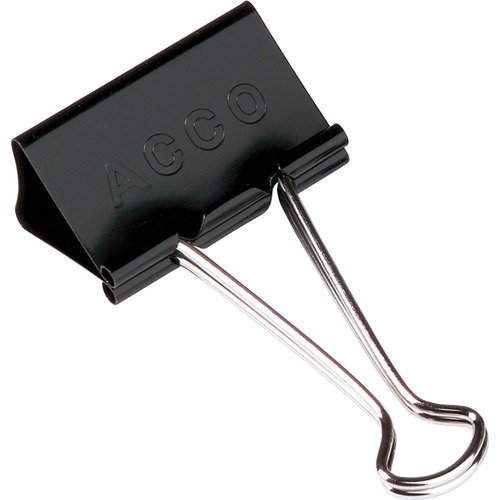 Binder Clips, Large, 2"W, 1-1/16" Capacity, Black/Silver