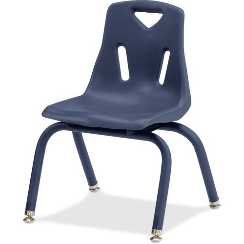 Plastic Stacking Chairs, 14" H, Navy