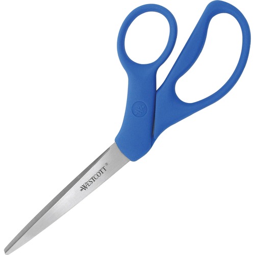 All Purpose Scissors, Bent, 8" L, Blue Handle