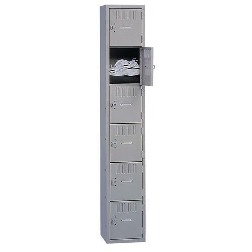 Tennsco Corp.  6 Tier Box Locker, 1 Wide, 12"Wx18"Dx72"H, Medium Gray