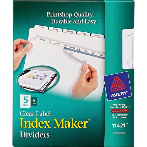 Label Dividers, Punched, 5-Tab, 5 ST/PK, 11"x8-1/2", WE