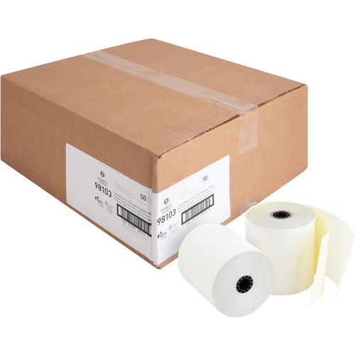 Business Source  Carbonless Paper Rolls, 2-Ply, 3"x90', 50RL/CT, White
