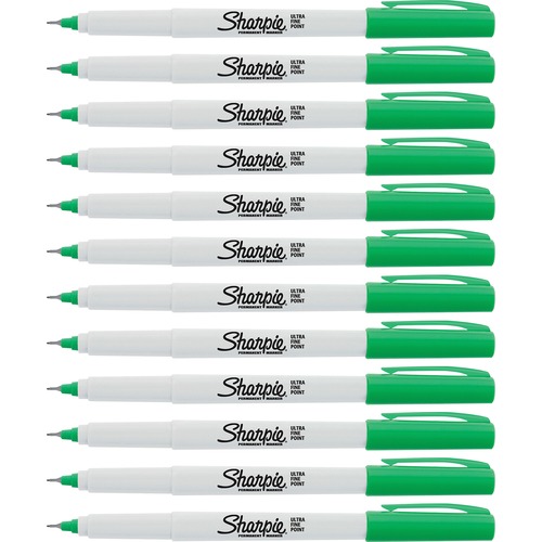 Sanford Brands  Permanent Markers, Sharpie, Ultra-Fine, 12/BX, Green