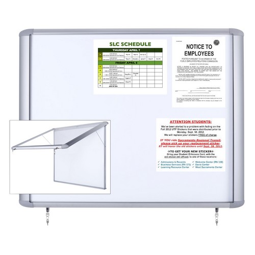 Dry Erase, Magnetic Letter Outdoor Enclosed Bulletin Board, Magnetic Steel, 47 inH x 38 5/16 inW, Wh