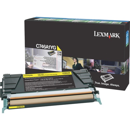 Genuine OEM Lexmark C746A1YG Yellow Return Program Toner (7000 Page Yield)
