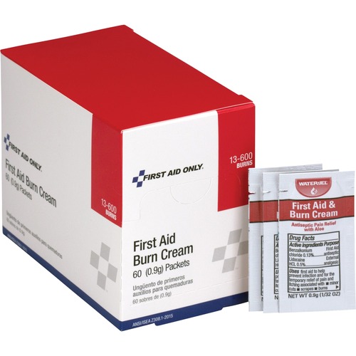 First Aid Burn Ointment, Singe Use Packets, 60/BX, Red/White