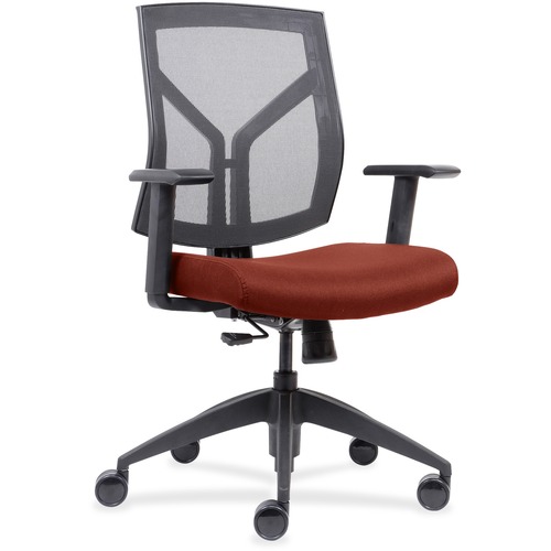 Lorell  Mid-back Chair, Mesh Back, 26-1/2"x25"x45", Orange Fabric