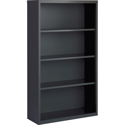 Lorell  Bookcase, 4-Shelf, Steel, 34-1/2"x12-5/8"x30", Charcoal