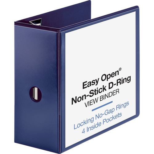 Business Source  View Binder, D-Ring, 5" Capacity, 11"x8-1/2", Navy