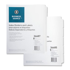 Business Source  Index Dividers, Unpunched, 5-Tab, 25 Sets/BX, White