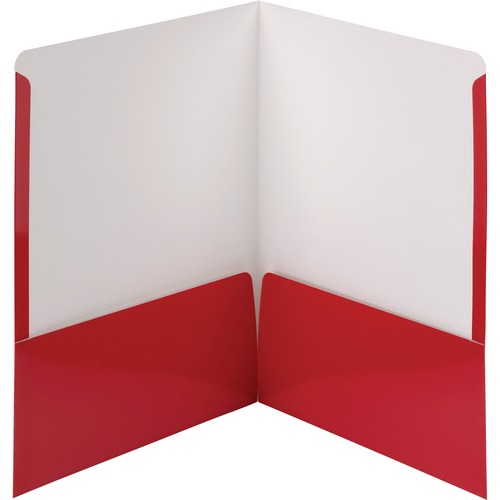 Smead  Folders, 2-Pocket, High Gloss, Letter-size, 25/BX, Red