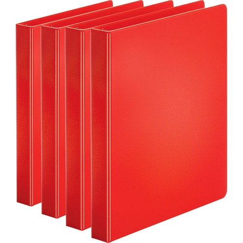 Business Source  Binder, Round Rings, 1" Cap, 8-1/2"x11", 4/BD, Red
