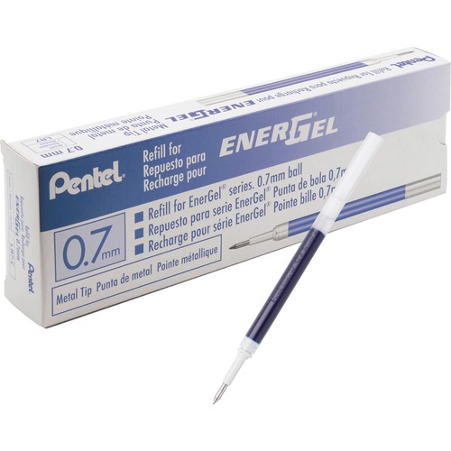 Pentel  Gel Pen Refills, f/EnerGel, 0.7mm, Fine, 12/BX, Blue Ink