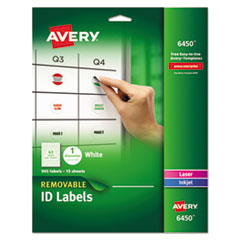 Avery  Removable Round Labels, 1", 945/PK, White