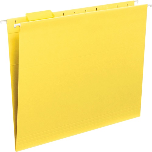 Colored Hanging Folders, 1/5 Tab Cut, Ltr, 25/BX, Yellow
