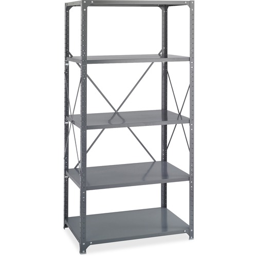 Commercial Shelving Kit, 5-Shelf, 36"x18"x75", Dark Gray