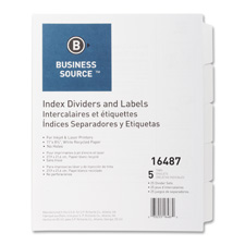 Business Source  Index Dividers, 8-Tab, 11"x8-1/2", White Stock/Clear Tabs