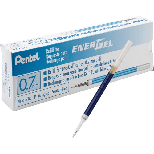 Pentel  Gel Pen Refills, f/EnerGel, 0.7mm, Needle Tip, 12/BX, BE Ink
