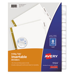 Avery  Insertable Dividers,11"x8-1/2",8-Tab,24/ST,CL / WE Paper