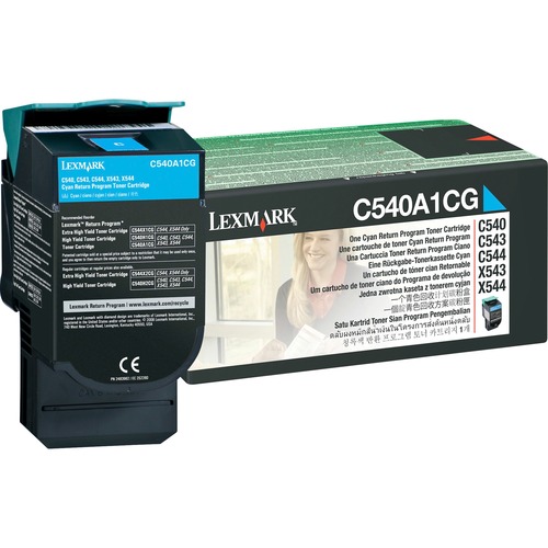 Genuine OEM Lexmark C540A1CG Cyan Return Program Toner Cartridge (1000 page yield)