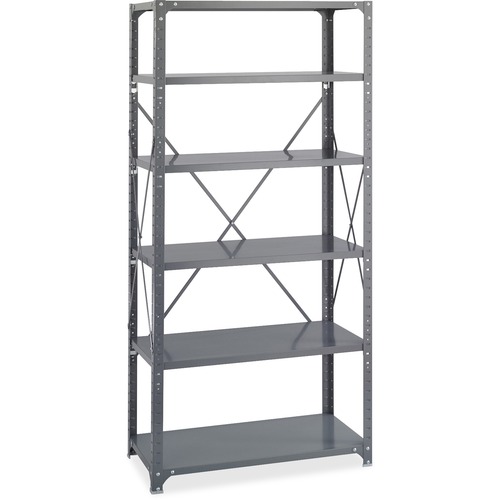 Commercial Shelving Kit, 6-Shelf, 36"x24"x75", Gray