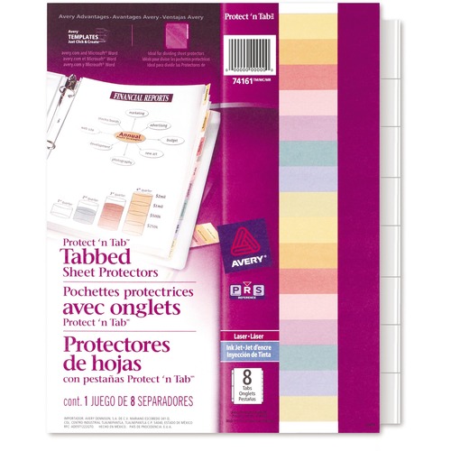Tab Sheet Protectors, 8 Tab/ST, 8-1/2"x11", Clear