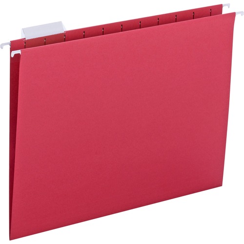 Colored Hanging Folders, 1/5 Tab Cut, Ltr, 25/BX, Red