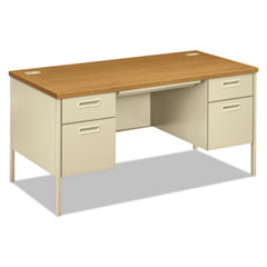 Double Pedestal Desk, 60"x30"x29-1/2", Harvest/Putty