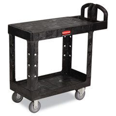 Flat Shelf Utility Cart, 500lb Cap, 38.5"x14.2"x38.1", Black