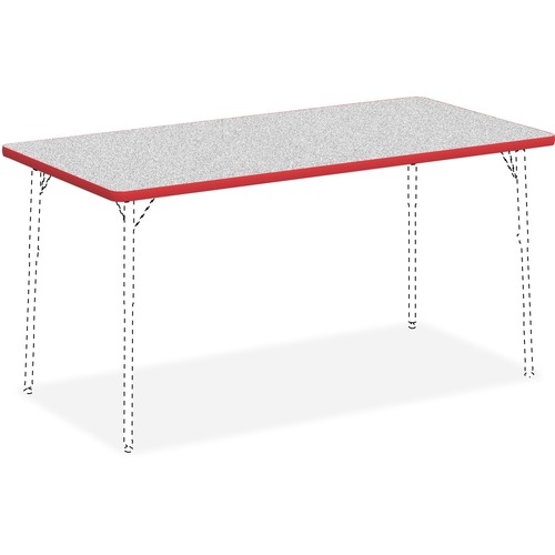 Lorell  Tabletop, Rectangular, Laminate, 30"x60", Gray/Red