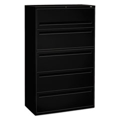 5-Drawer Lateral File, 42"x19-1/4"x67", Black