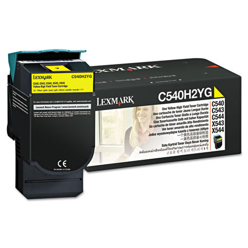 Genuine OEM Lexmark C540H2YG High Yield Yellow Toner Cartridge (2500 page yield)