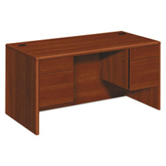 Double Pedestal Desk, 60"x30"x29-1/2", Cognac