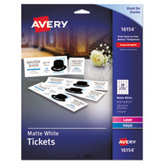 Avery  Printable Tickets,Microperf,w/stubs,1-3/4"x5-1/2",200/PK,WE