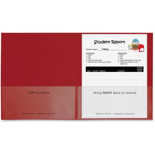 Classroom Connector Folders, 9'x11-3/4", 25/BX, Red