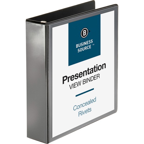 Business Source  View Binder, Round Rings, 2" Capacity, 8-1/2"x11", Black