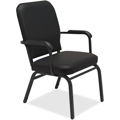 Lorell  Stack Chair w/Arm, 500lb Cap, 25-1/2"x25"x35-1/2", 2/CT,V/BK