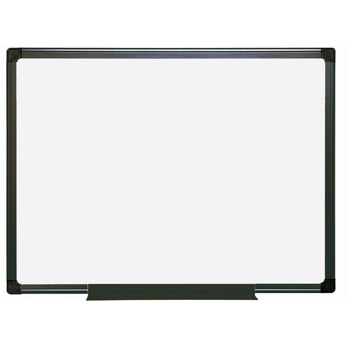 Maya Silver Easy Clean Dry Erase Board, 3'x 4', Whiteboard with Black Plastic Frame
