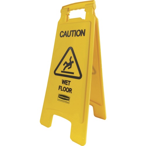 Wet Floor Safety Sign, "Caution Wet Floor", 11"x25", Yellow